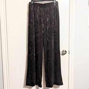 89th + Madison Espresso Velvet Pull On Wide Leg Trousers